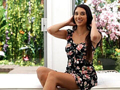 Curvy long-haired brunette Aria fucked in the doggy style pose