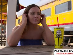 Schönheit, Blondine, Vollbusig, Geschnappt, Hd, Rau, Strümpfe, Taboo