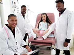 Two black boys cum on the face of a hot white model Kylie Quinn