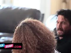 Stepdaughter interchange - curly black stunner takes her bestieu2019s stepdad