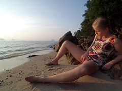 Enthousiasteling, Strand, Schattig, Diep in de keel, Vingeren, Handbeurt, Hd, Openbaar