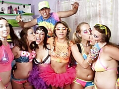 Zoenen, Lesbisch, Likken, Ondergoed, Feest, Kut duiken, Strippen, Tieten likken