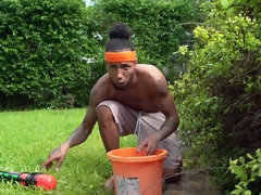 Pijpbeurt, Bruinharig, Hd, Interraciaal, Latijnse vrouw, Buiten, Biljart, Geschoren