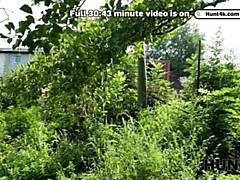 Redhead slut cheats on boyfriend in public with stranger and shows off her natural big tits