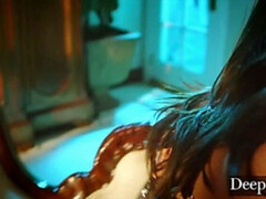 Arsch, Blasen, Braunhaarige, Lecken, Lingerie, Muschi, Rasiert, Strümpfe