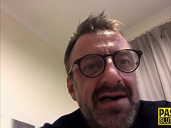 Slave milf with gigantic titties gets banged