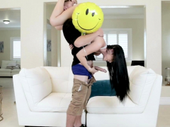 Petite babe banged hard by huge guy