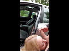 Blondine, Blasen, Bruder, Auto, Natürlichen titten, Im freien, Pov, Öffentlich