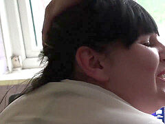 UK babe with enormous knockers gets her hefty ass spanked during sex