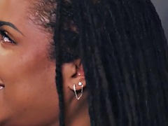 Strapon lez babe with big ass fucks tight ebony pussy