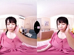 Busty and hairy Japanese babe with big naturals in POV VR hardcore