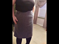 putting on her pantys, girdle,skirt, big tits, hairy