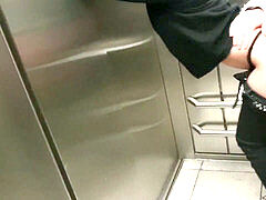 Public Elevator Quicky pummel from German teenager with Stranger