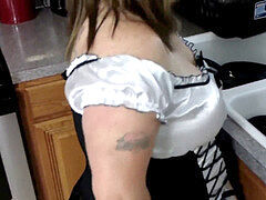 beautiful plus-size Maid Upskirt