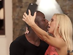 Nesty's young blonde pussy licked and fucked by hung black stud in interracial action