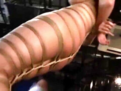 Filthy asian whore in shibari gets brutally spanked