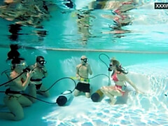 Stel, Vrouw, Kwartet, Orgasme, Biljart, Openbaar, Tiener, Strak