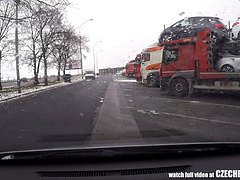 Schlampe, Blasen, Auto, Spermaladung, Tschechisch, Selbstgemacht, Realität, Schreiend