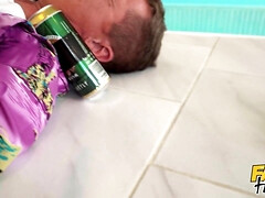 Reality Threesome in the pool - Hungover and Horny starring Clea Gaultier and Mary Popiense - Clea gaultier