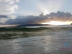 Playa, Penetracion con dedos, Peludo, Besar, Desnudo, Al aire libre, Pov, Coño