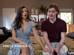 Step-mom Penny Barber Teaches Son and GF Threesome Pleasure