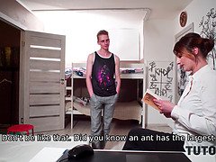 Pussy wants to be fondled so tutor spreads legs in front of student