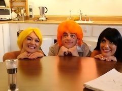 フェラチオ, 手コキする, スパンキング, 三人