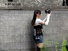 美人, 古典, 日本人, 乳首, パンティ, 公共, オマンコ, オッパイの