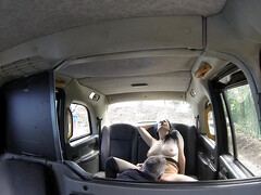 Blue-haired nympho gets eaten out and fucked hard in the taxi