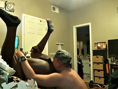 Noire, Sucer une bite, Éjaculation interne, Noir ébène, Béant, Homosexuelle, Hard, Interracial