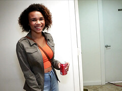 Sexy ebony Raven sucks dick through hole