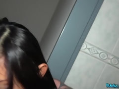 Young Thai Suzie Q gets fucked hard in the gas station toilet