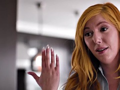 デカパイ, レズビアン, 淫乱熟女, 赤毛, タトゥー, ティーン, 三人