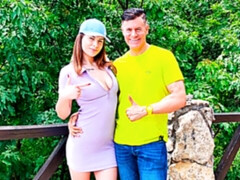 ぽっちゃり, デカパイ, フェラチオ, バック, キス, 淫乱熟女, 自然山雀, アウトドア