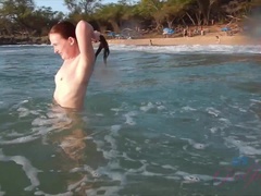 Amateur, Playa, Bikini, Novia, Desnudo, Al aire libre, Público, Coño