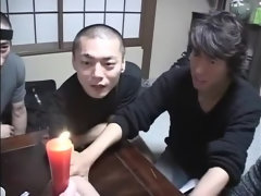 Gode, Groupe, Japonaise, Lesbienne, Public, Rasée, Plan cul à trois, Jouets