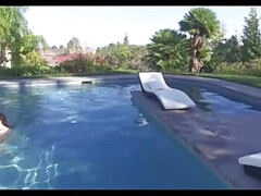 Blonde Pool Babe Tali Dova Jerks Off Hard in Outdoor Swimming Pool Compilation