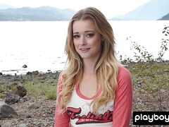 ブロンド, 裸, 自然山雀, アウトドア, オマンコ, 一人, ティーン, オッパイの