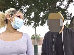 アナル, デカチン, フェラチオ, 茶髪の, 浮気者, 彼女, ラティーナ, 公共