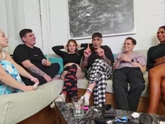 Kont, Grote mammen, Blond, Kwartet, Groep, Zoenen, Tieten likken, Nat