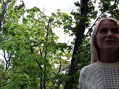 Blond Eurobabe Aisha banged in the woods