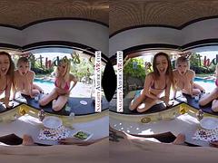 Chica, Rubia, Morena, Cuadrupleta, Fiesta, Pov, Sorpresa, Tetas