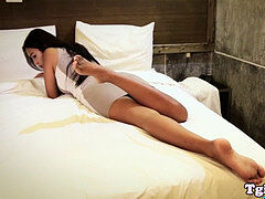 Enthousiasteling, Aziatisch, Voeten, Ladyboy, Slipje, Shemale, Alleen