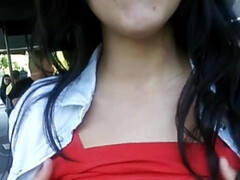 Amateur, Arabe, Morena, Despelote, Al aire libre, Público, Adolescente, Tetas