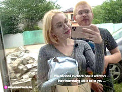 Enthousiasteling, Concours, Stel, Sperma in gezicht, Buiten, Openbaar, Russisch