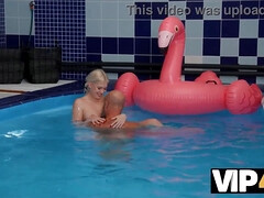 Vip4k. the pool fest takes an unexpected turn when a horny babe watches that rod
