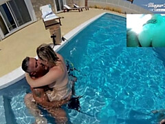 Rubia, Corridas faciales, Sexo duro, Hd, Al aire libre, Piscina, Afeitado, Bajo el agua