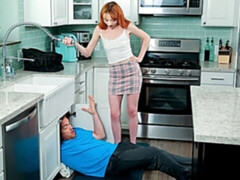 素人, バック, キッチン, 自然山雀, 赤毛, ショートヘア, ガリガリ, ティーン