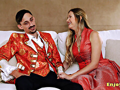 デカ尻, デカパイ, ブロンド, フェラチオ, カップル, なめる, オマンコ