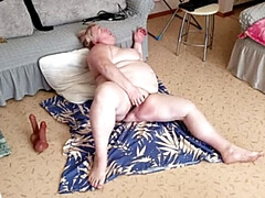 Hairy Pussy MILF Neighbor Squeezes Big Natural Tits While Masturbating With Vibrator